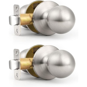 image:imageProbrico 5 Pack Round Passage Door Knobs Lock Set for Interior Hallway Closet Door Handleset Stainless Steel in Brushed Nickel FinishBrushed Nickel