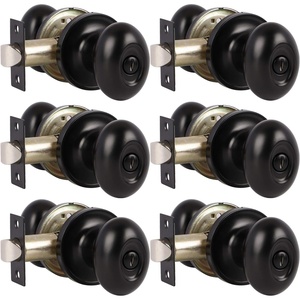 image:imageProbrico 6 Pack Oval Egg Privacy Door Knobs Fit for Bedroom amp Bathroom Modern Egg Shaped Interior Door Knob Handle Keyless Flat Black Finish Door Lock Stainless Steel