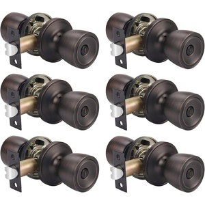 image:imageProbrico 6 Pack Tulip Privacy Door KnobsOil Rubbed Bronze Finish Fit for Bedroom amp Bathroom DoorsInterior Door Handles Locked Tulip Style Knob for Right or Left Handed DoorsKeyless