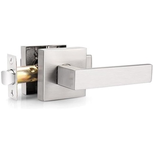 image:imageProbrico 8 Pack Door Handles Brsuhed Nickel Privacy Door Levers with Lock for Bedroom amp Bathroom Heavy Duty Square Interior Door Handlesfor Left amp Right Handed DoorsKeylessBrushed Nickel