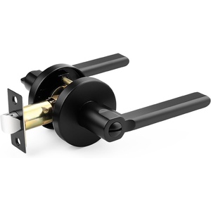 image:imageProbrico BedBath Room Door Lever Modern Flat Handles in Satin Nickel Privacy Door Lever Locks Contractor Pack10PackBlack