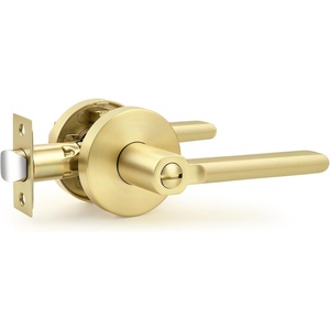 image:imageProbrico BedBath Room Door Lever Modern Flat Handles in Satin Nickel Privacy Door Lever Locks Contractor Pack10PackGold