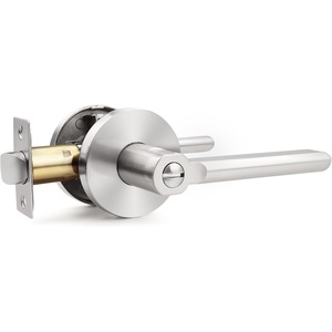 image:imageProbrico BedBath Room Door Lever Modern Flat Handles in Satin Nickel Privacy Door Lever Locks Contractor Pack10PackSatin Nickel