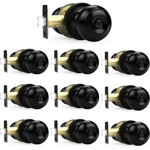 image:imageProbrico Black Door Knobs Flat Ball Interior BathBed Doorknobs Keyless Door Handles Locks for Bedroom Bathroom Privacy Function 10 PackBlack