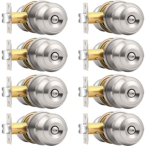 image:imageProbrico Black Door Knobs Flat Ball Interior BathBed Doorknobs Keyless Door Handles Locks for Bedroom Bathroom Privacy Function 10 PackBrushed Nickel
