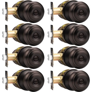 image:imageProbrico Black Door Knobs Flat Ball Interior BathBed Doorknobs Keyless Door Handles Locks for Bedroom Bathroom Privacy Function 10 PackOil Rubbed Bronze
