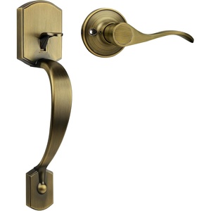 image:imageProbrico Black Lower Half Front Entry Handleset Heavy Duty Entry Door Handle with Interior Reversible Handed Lever Lock Grip Handle with Wave Lever Keyless Door Locks 1PackAntique Brass