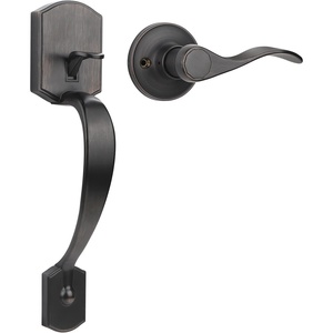 image:imageProbrico Black Lower Half Front Entry Handleset Heavy Duty Entry Door Handle with Interior Reversible Handed Lever Lock Grip Handle with Wave Lever Keyless Door Locks 1PackOil Rubbed Bronze