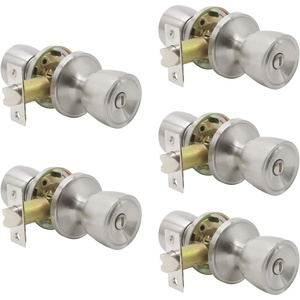 image:imageProbrico Brushed Nickel Finish Handle Knobs Keyless Privacy Interior Doors Bed and Bath Lockset 5 Pack