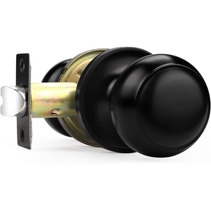 image:imageProbrico Brushed Nickel Passage Door Knobs Round Handles for Hall or Closet Knobs Keyless Hardware 5 PackBlack