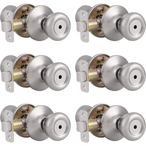 image:imageProbrico Brushed Nickel Privacy Door Knobs Interior Tulip Shape Door Handles Locks for Bedroom Bathroom Keyless Door Locksets 6 Pack