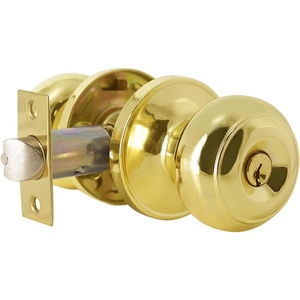 image:imageProbrico Colonial Keyed Entry Door Knob Oil Rubbed Bronze Entrance Door Lock Single Cylinder Keyed Door Lock for Interior ExteriorPolished Brass