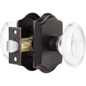 image:imageProbrico Crystal Door Knobs Keyless for Closet amp Hallway 1 Pack Heavy Duty Passage Door Handle Interior with Oval Ball Knob Clear Glass Door Knob with Vintage Oil Rubbed Bronze Arched Rosette