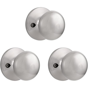 image:imageProbrico Dummy Door KnobsStain Nickel Finish Single Side Flat Ball Style NonTurning Closet French Door Handles 6 Pack3 Pack