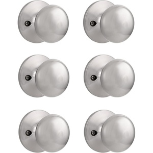 image:imageProbrico Dummy Door KnobsStain Nickel Finish Single Side Flat Ball Style NonTurning Closet French Door Handles 6 Pack6 Pack