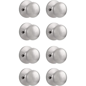 image:imageProbrico Dummy Door KnobsStain Nickel Finish Single Side Flat Ball Style NonTurning Closet French Door Handles 6 Pack8 Pack
