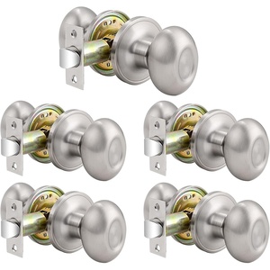 image:imageProbrico Egg Style Hall and Closet Passage Door Knobs Brushed Nickel Oval Door Lock5 Pack