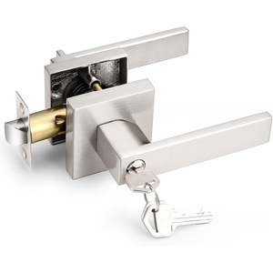 image:imageProbrico Entry Door Levers Matte Black with Keys Heavy Duty Hardware for Exterior Front and Back DoorLockable Keyed Entrance LockUniversal HandlingTransitional Style 1 PackBrushed Nickel