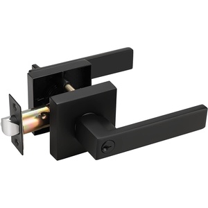 image:imageProbrico Entry Door Levers Matte Black with Keys Heavy Duty Hardware for Exterior Front and Back DoorLockable Keyed Entrance LockUniversal HandlingTransitional Style 1 PackBlack