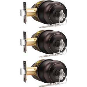 image:imageProbrico Entry Door Locks Keyed Alike Entrance Round Door Knobs Interior Door Locksets Exterior Doorknob with Lock Oil Rubbed Bronze 3 Pack