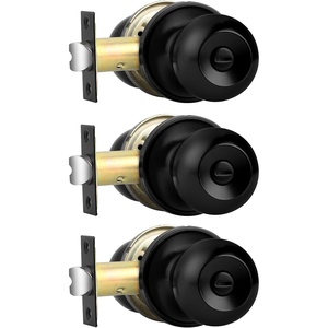 image:imageProbrico Flat Black Privacy Door Knobs Keyless Interior Knobs for Bedroom Bathroom Round Ball BathBed Door Knobs4 PackBlack