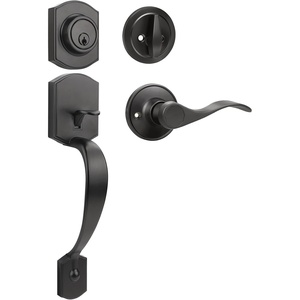 image:imageProbrico Front Door Lock Set Satin Nickel Door Handle Set Entry Door Locksets with Deadbolt Single Cylinder Front Door Handle and Deadbolt Set 1 SetBlack