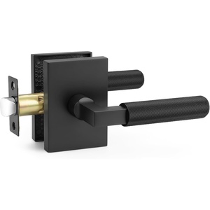 image:imageProbrico Gold Door Handle Knurled Lever Heavy Duty Interior Door Handles for Bedroom Bathroom Reversible Left amp Right Handed Gold Privacy Door HandleMatte Black