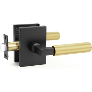 image:imageProbrico Gold Door Handle Knurled Lever Heavy Duty Interior Door Handles for Bedroom Bathroom Reversible Left amp Right Handed Gold Privacy Door HandleMatte BlackGold