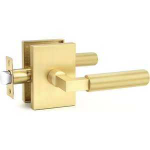 image:imageProbrico Gold Door Handle Knurled Lever Heavy Duty Interior Door Handles for Bedroom Bathroom Reversible Left amp Right Handed Gold Privacy Door HandleGold