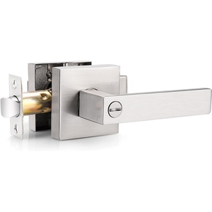 image:imageProbrico Gold Privacy Door Handle Lockset Heavy Duty Interior Door Lever for Bedroom Reversible Keyless Handleset Door Knob 5 PackBrushed Nickel