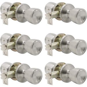 image:imageProbrico Hall amp Closet Passage Door KnobsBrushed Nickel Tulip Style Stainless Steel Keyless Door HandlesNonLocking Knob Set6 Pack