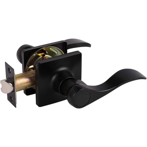 image:imageProbrico Hall amp Closet Passage Door Lever with a Traditional Wave Design for Interior Doors NonLocking Door Handle Reversible for RightLeft Handed Sides 1 Pack Black