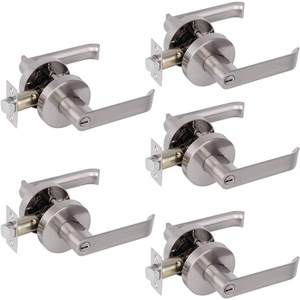 image:imageProbrico Heavy Duty Satin Nickel Privacy Door Levers Interior Keyless Locks BathBed Door Locksets Reversible for LeftRight Handed Doors 5 Pack
