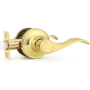 image:imageProbrico Interior Door Handle Lever Chrome Door Handles Passage Door Lever Handle Closet Door Handle Polished Chrome Interior Keyless Door Handle for Hallway Closet Wave Style Reversible 6 PackPolished Brass