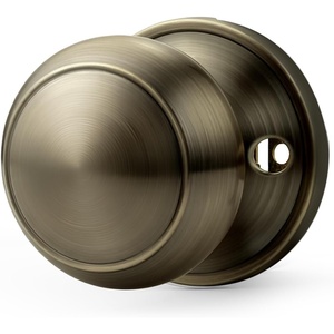 image:imageProbrico Interior Hallway Door Knobs for Hall or Closet Flat Ball Black Passage Door KnobsAntique Brass