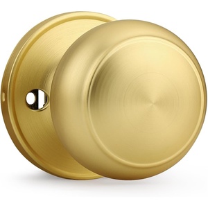 image:imageProbrico Interior Hallway Door Knobs for Hall or Closet Flat Ball Black Passage Door KnobsBrushed Brass