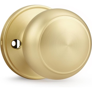 image:imageProbrico Interior Hallway Door Knobs for Hall or Closet Flat Ball Black Passage Door KnobsGold