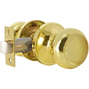 image:imageProbrico Interior Hallway Door Knobs for Hall or Closet Flat Ball Black Passage Door KnobsPolished Brass