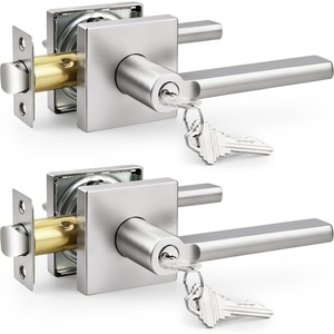 image:imageProbrico Interior Passage Door Handles 10 Pack Brushed Nickel NonLocking Square Levers for Closet Hallway Reversible Heavy Duty HardwareBrushed Nickel