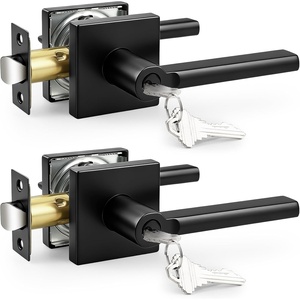 image:imageProbrico Interior Passage Door Handles 10 Pack Brushed Nickel NonLocking Square Levers for Closet Hallway Reversible Heavy Duty HardwareMatte Black