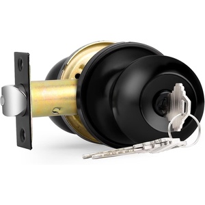 image:imageProbrico Keyed Alike Entry Door Knobs Black Keyed Entry Locksets Round Interior Door Knobs with Lock and Keys3 PackBlack
