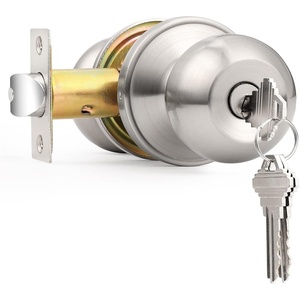 image:imageProbrico Keyed Alike Entry Door Knobs Black Keyed Entry Locksets Round Interior Door Knobs with Lock and Keys3 PackBrushed Nickel