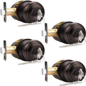image:imageProbrico Keyed Alike Entry Door Knobs Entry Door Locks Interior Exterior Locksets for Bedroom Bathroom Oil Rubbed Bronze 4 PackOil Rubbed Bronze