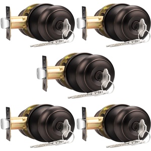 image:imageProbrico Keyed Entry Door Knob with Lock and Same Key Keyed Alike Door Locksets Exterior Interior Door Knobs Oil Rubbed Bronze 5 PackOil Rubbed Bronze