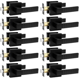 image:imageProbrico Matt Black Passage Interior Door Handle Without Keys Square Heavy Duty Knobs for Hall and Closet Doors NonSlip Grip Levers for RightLeft Handed Doors 10 Pack