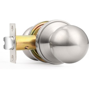 image:imageProbrico Matte Balck Ball Passage Door Knobs HallCloset Door Handles Keyless NonLocking Interior Door Knobs 6 PackBrushed Nickel