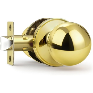image:imageProbrico Matte Balck Ball Passage Door Knobs HallCloset Door Handles Keyless NonLocking Interior Door Knobs 6 PackPolished Brass