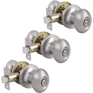 image:imageProbrico Oval Brushed Nickel Privacy Door Knobs Keyless Interior Door Locks Egg Shape BathBed Door Handles 3 Pack