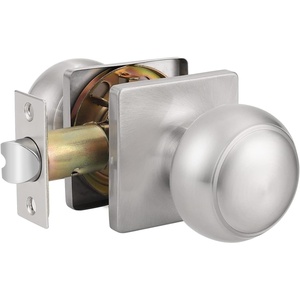 image:imageProbrico Passage Door Knob Brushed Nickel Interior Keyless NonLocking Flat Ball Door Knob HallCloset Handle with Suqare Rosette 1 Pack