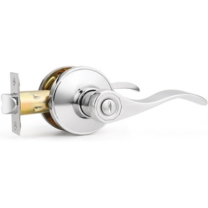 image:imageProbrico Polished Chrome Door Handles Privacy Door Lever Interior Chrome Door Lever for Bedroom Bathroom Keyless Interior Door Handle with Lock Wave Style 6 PackPolished Chrome